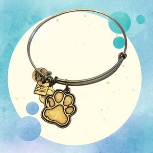 Alex and Ani Silver Paw Prints of Love Adjustable Charm Bangle Bracelet